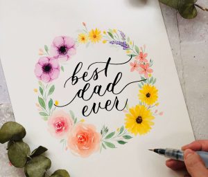 Happy Father's Day in brush lettering calligraphy