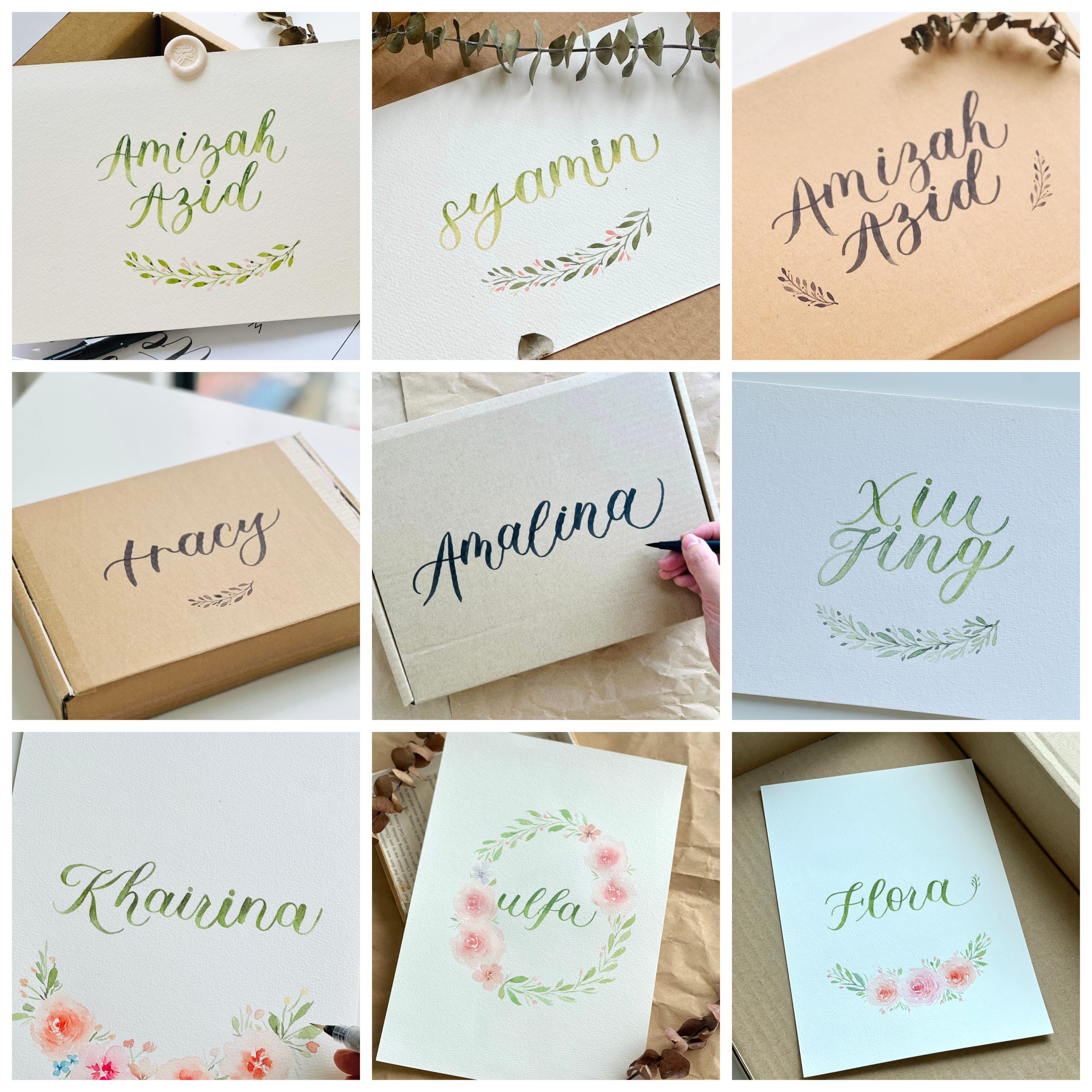 Personalized Calligraphy Names Wedding Door Gift Malaysia